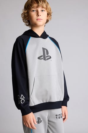PlayStation Oversize Dik Yaka Baskılı Kanguru Cepli Sweatshirt Erkek Çocuk