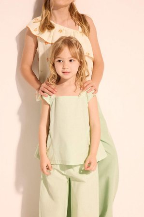 DeFacto Floral Keten Görünümlü 2'li Takım Kız Bebek H4734A526SMGN1139