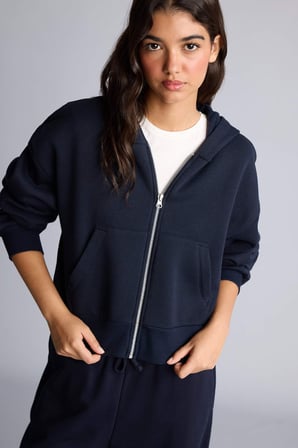 DeFacto Regular Fıt Kapüşonlu Kalın Fermuarlı Lacivert Basic Sweatshirt I2412AX26AUNV248