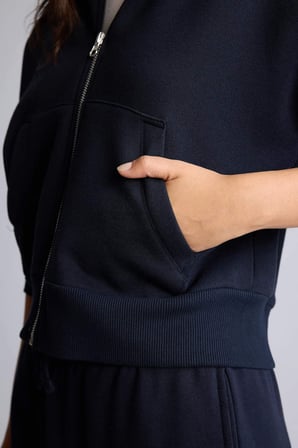 DeFacto Regular Fıt Kapüşonlu Kalın Fermuarlı Lacivert Basic Sweatshirt I2412AX26AUNV248
