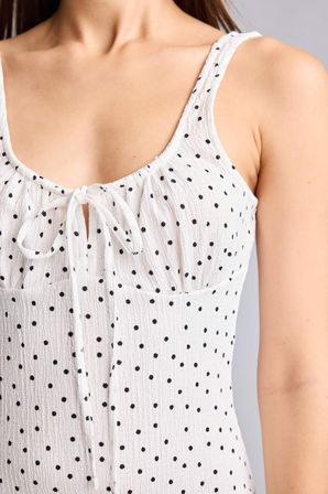 Bisiklet Yaka Floral Bürümcük Askılı Mını Elbise