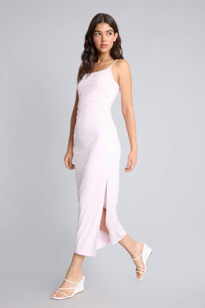 DeFacto Bodycon Vücudu Saran Kare Yaka Askılı Mıı Açık Pembe Elbise H6454AX26SMPN343
