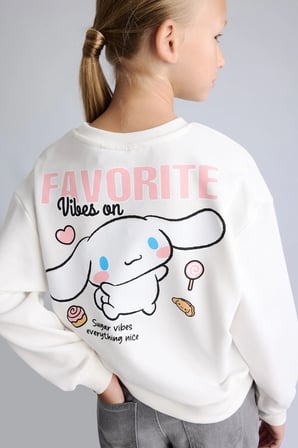 Cinnamoroll Relax Fıt Bisiklet Yaka Sweatshirt Kız Çocuk