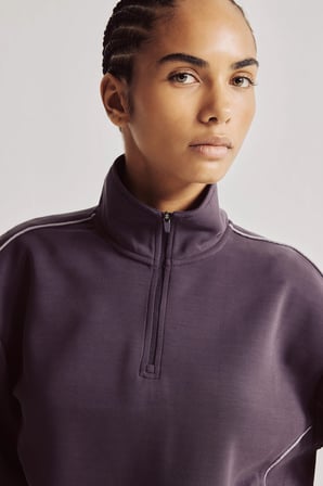 Ultra Yumuşak Standart Fit Yarım Fermuarlı Biyeli Dik Yaka Modal Sporcu Basic Sweatshirt
