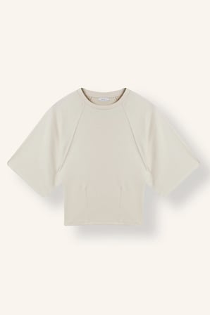 Regular Fit Bisiklet Yaka Dikiş Detaylı Reglan Kısa Kollu Basic Tişört