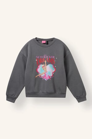 Barbie Relaxed Fit Bisiklet Yaka Baskılı Sweatshirt Kız Çocuk