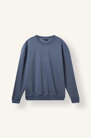 Defacto X8282AZIN87 İndigo Boxy Fıt Bisiklet Yaka Baskılı Sweatshirt