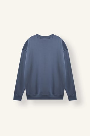 Defacto X8282AZIN87 İndigo Boxy Fıt Bisiklet Yaka Baskılı Sweatshirt