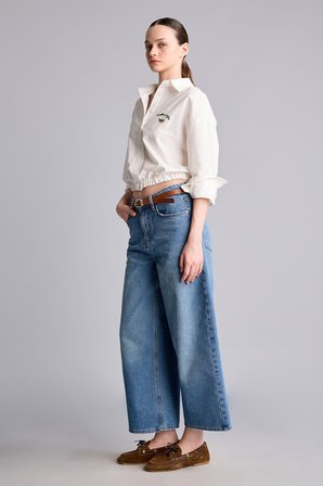 DeFacto Geniş Paça Culotte Yüksek Bel Kemerli Jean Pantolon H6910AX26AUNM28