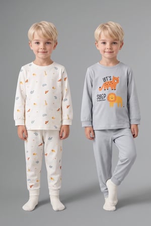 Hayvan Desenli Uzun Kollu Üst Lastikli Paça 4'lü Pijama Takımı Erkek Bebek