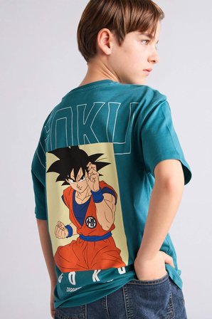 %100 Pamuk Dragon Ball Oversıze Bisiklet Yaka Kısa Kollu Tişört Erkek Çocuk