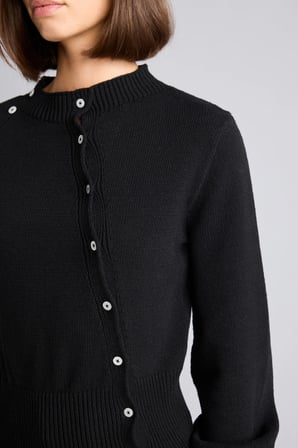 Regular Fit Bisiklet Yaka Asimetrik Düğmeli Basic Hırka