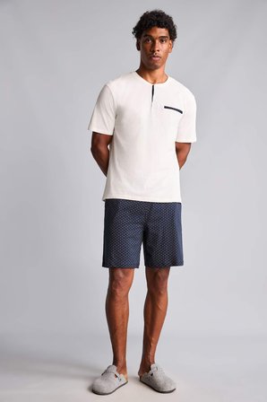 DeFacto %100 Pamuk New Regular Fıt Kısa Kollu Bisiklet Yaka 2'li Pijama Takımı H7426AX26AUER105