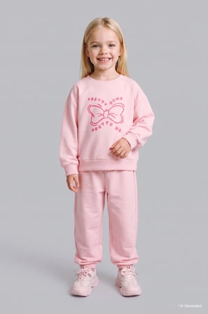 DeFacto %100 Pamuk Baskılı Sweatshirt Üst Lastikli Paça Alt 2'li Takım Kız Bebek I4475A526AUPN167