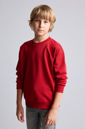 Bisiklet Yaka İçi Yumuşak Tüylü Basic Sweatshirt Erkek Çocuk