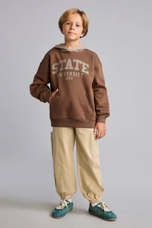 Overshırt Fıt Kapüşonlu İçi Yumuşak Tüylü Kalın Sweatshirt Kumaşı Sweatshirt Erkek Çocuk