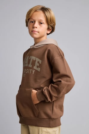 Overshırt Fıt Kapüşonlu İçi Yumuşak Tüylü Kalın Sweatshirt Kumaşı Sweatshirt Erkek Çocuk