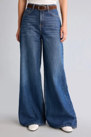 Wide Leg Orta Bel Geniş Paça Jean Pantolon