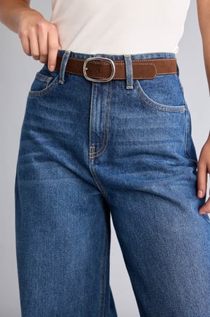 Wide Leg Orta Bel Geniş Paça Jean Pantolon