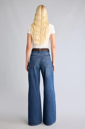 Wide Leg Orta Bel Geniş Paça Jean Pantolon