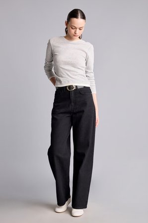 DeFacto %100 Pamuk Cepli Straight Fit Yüksek Bel Kemerli Denim Pantolon H7800AX26AUNM40