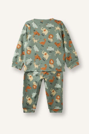 DeFacto Baskılı Uzun Kollu Üst Lastikli Paça Alt 2'li Pijama Takımı Erkek Bebek I1436A526AUGN1107