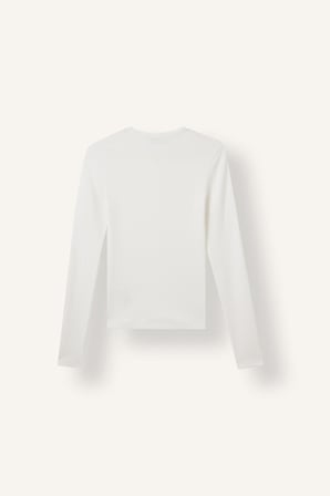 Fitted Fitilli Yarım Düğmeli Uzun Kollu Basic Tişört