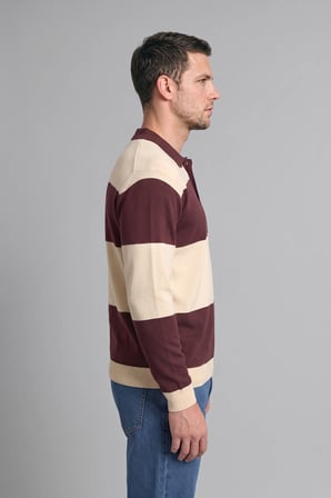 Relax Fit Polo Yaka Çizgili Triko Kazak