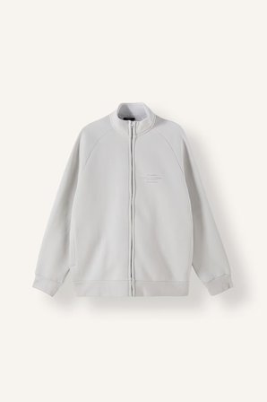 DeFacto Boxy Fit Dik Yaka Baskılı İçi Yumuşak Tüylü Cepli Fermuarlı Sweatshirt Hırka E1367AX26AUGR368