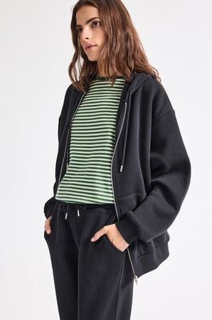 DeFacto Relax Fit Kapüşonlu Fermuarlı Cepli Basic Sweatshirt Hırka D8717AX26WNBK81