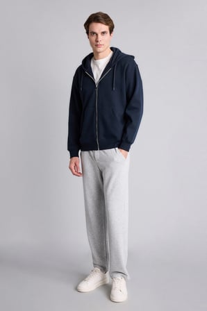 Relax Fıt Kapüşonlu İçi Yumuşak Tüylü Kalın Kumaş Fermuarlı Sweatshirt