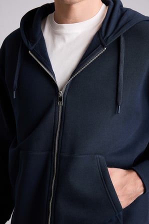 Relax Fıt Kapüşonlu İçi Yumuşak Tüylü Kalın Kumaş Fermuarlı Sweatshirt