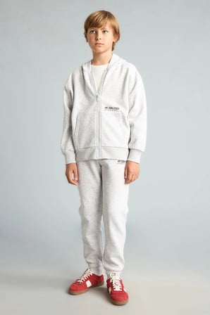 Defacto H9681A8GR400 Gri Baskılı Kapüşonlu Fermuarlı Cepli Sweatshirt Hırka Erkek Çocuk