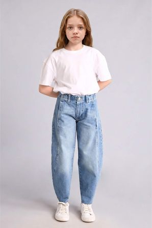 Barrel Fıt Jean Pantolon Kız Çocuk