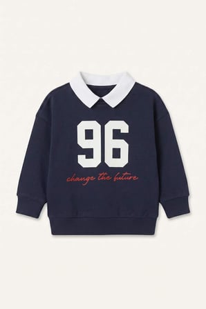 Oversıze Polo Yaka Sweatshirt Kumaşı Sweatshirt Erkek Bebek