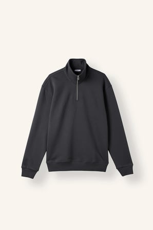 Regular Fit Dik Yaka Yarım Fermuarlı Basic Sweatshirt