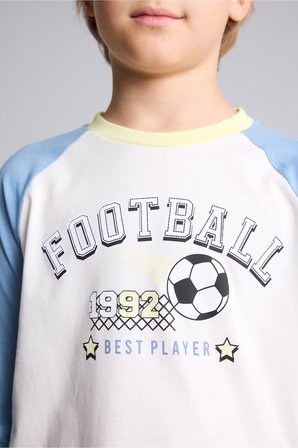 DeFacto %100 Pamuk Regular Fit Futbol Baskılı Reglan Kollu Üst Lastikli Paça Alt 2'li Pijama Takımı Erkek Çocuk I1446A826AUBE455