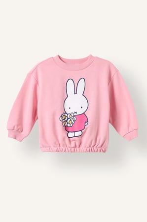 Miffy Regular Fıt Bisiklet Yaka Kalın Sweatshirt Kumaşı Sweatshirt Kız Bebek