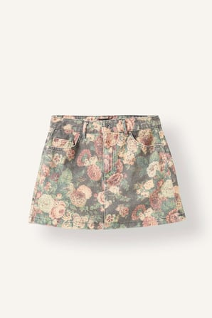 DeFacto A Kesim Çiçekli Normal Bel Cepli Gabardin Mini Etek I7555AX26AUBK81