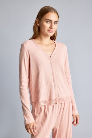 DeFacto Regular Fit V Yaka Fitilli Dantel Detaylı 2'li Pijama Takımı I4236AX26AUBR105
