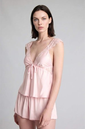 DeFacto Regular Fıt Askılı 2'li Saten Açık Pembe Pijama Takımı H0363AX26SMPN648