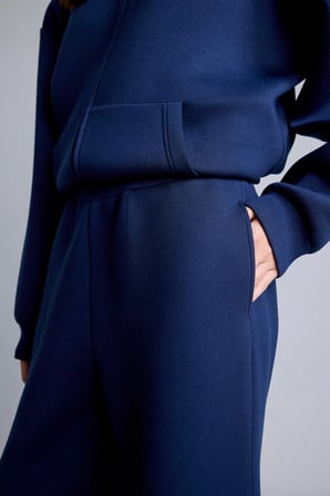 Defacto H0939AXNV241 Lacivert Relaxed Fit Düz Dalgıç Kumaş Geniş Paça Eşofman Altı