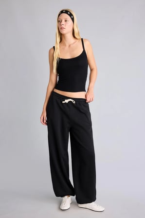 Loose Fit Beli Bağcıklı Kalın Kumaş Eşofman Altı