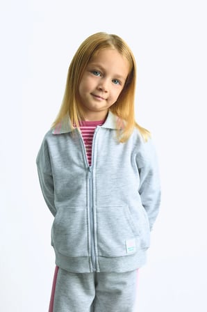 Polo Yaka Cepli Kalın Sweatshirt Hırka Kız Bebek