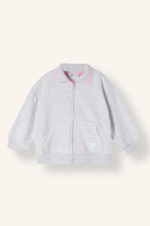 Polo Yaka Cepli Kalın Sweatshirt Hırka Kız Bebek