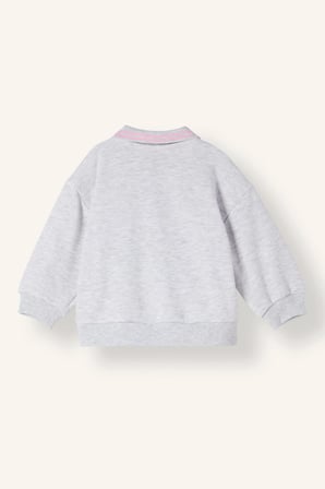 Polo Yaka Cepli Kalın Sweatshirt Hırka Kız Bebek