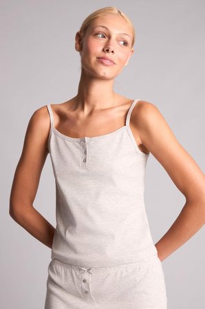 DeFacto Regular Fıt Askılı 2'li Şortlu İnce Askılı Ribana Gri Melanj Pijama Takımı H4197AX26AUGR93