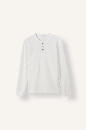 DeFacto Pamuklu Slim Fit Henley Yaka Waffle Uzun Kollu Tişört F8212AX26AUER105