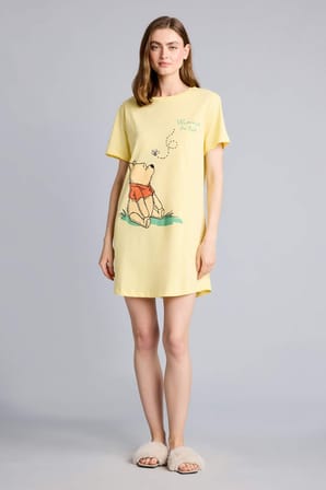 Dısney Wınnıe The Pooh Regular Fıt Bisiklet Yaka Kısa Kollu Elbise