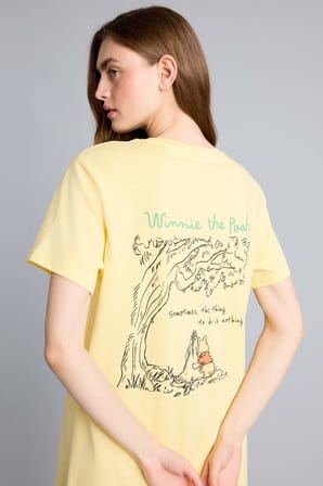 Dısney Wınnıe The Pooh Regular Fıt Bisiklet Yaka Kısa Kollu Elbise